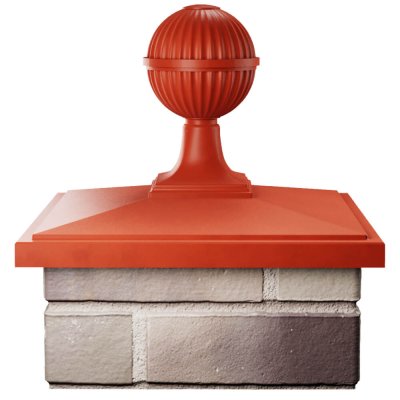 Колпак БонаМоно Красный с шаром на столб 1.5х1.5 кирпича фото 1