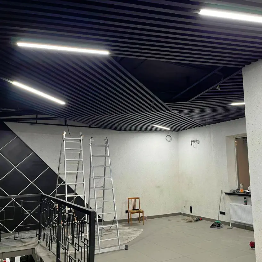 Фото 6 Стальная рейка на потолке RAL9005 МАТТЕ Черный матовый