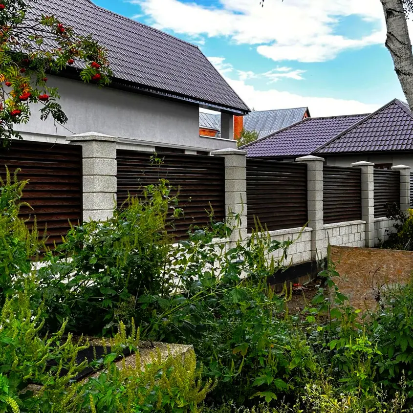 Фото 6 забор Еврожалюзи Темный Каштан 3D Принтек