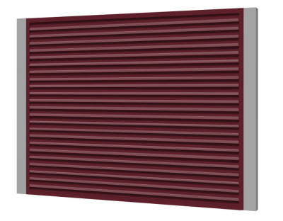 Секция забора жалюзи из ламелей жалюзи ЭКО-Z RAL3005 Красное вино с металлическими столбами