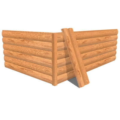 Фото сайдинга металлического (металлосайдинга) Блок-Хаус под бревно с покрытием Printech (Корея) дерево Клен 3D Светлый SteelArt для фасада дома